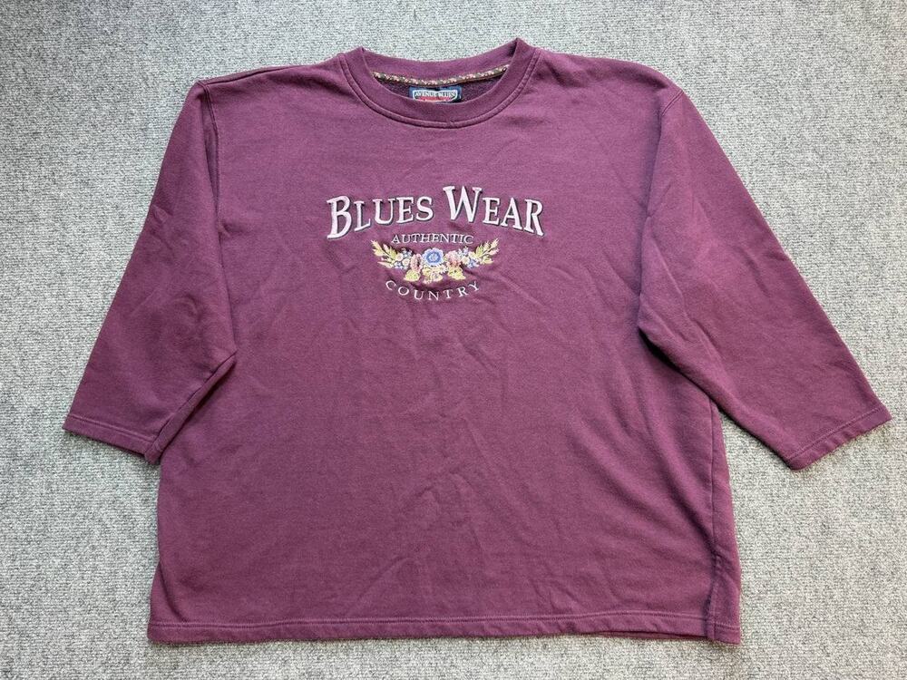 Avenue Blues Plus 32/24 Purple Sweatshirt Blues Wear Embroidered Top